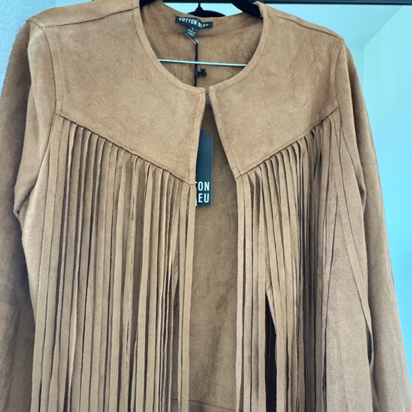 Cotton Bleu Women's Brown Fringe Utility Jacket NWT - Picture 5 of 7